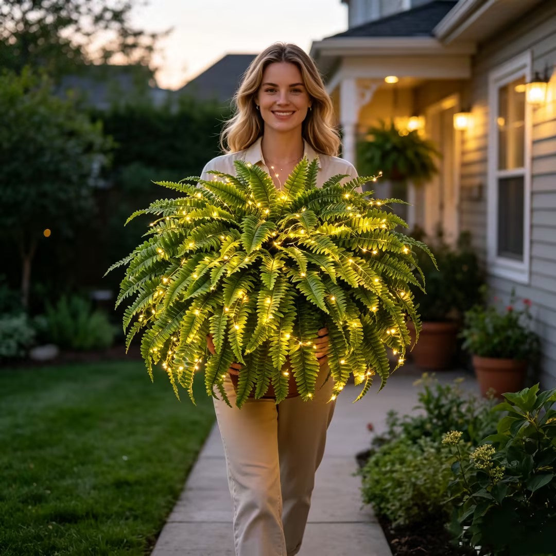 ✨ Glowing Boston Fern with Lights – Realistic Greenery, Zero Maintenance