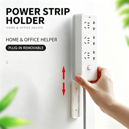 10-Pack Adhesive Power Strip Holder — Punch-Free Wall Mount with Cable Clips for Home & Office