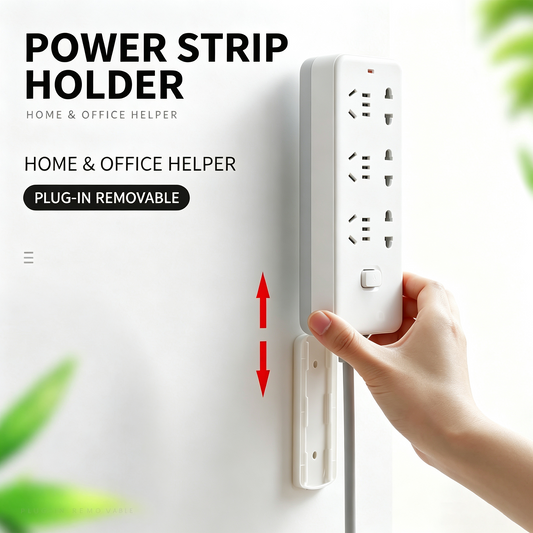 10-Pack Adhesive Power Strip Holder — Punch-Free Wall Mount with Cable Clips for Home & Office