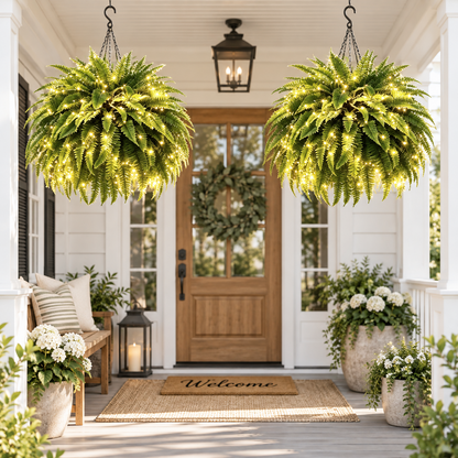 ✨ Glowing Boston Fern with Lights – Realistic Greenery, Zero Maintenance