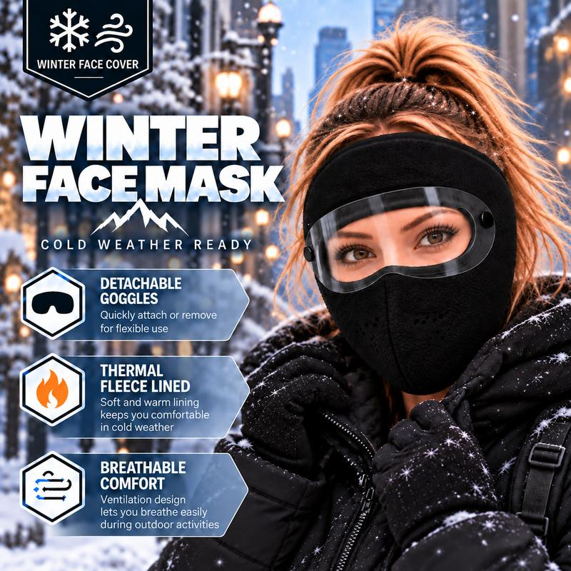 ❄️Winter Thermal Face Mask with Detachable Goggles – Windproof Fleece Balaclava for Skiing, Cycling & Outdoor Activities🥽