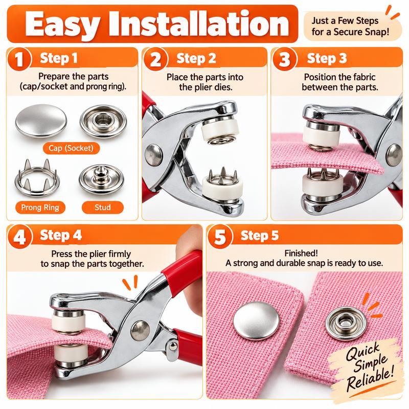 Metal snap fastener parts guide