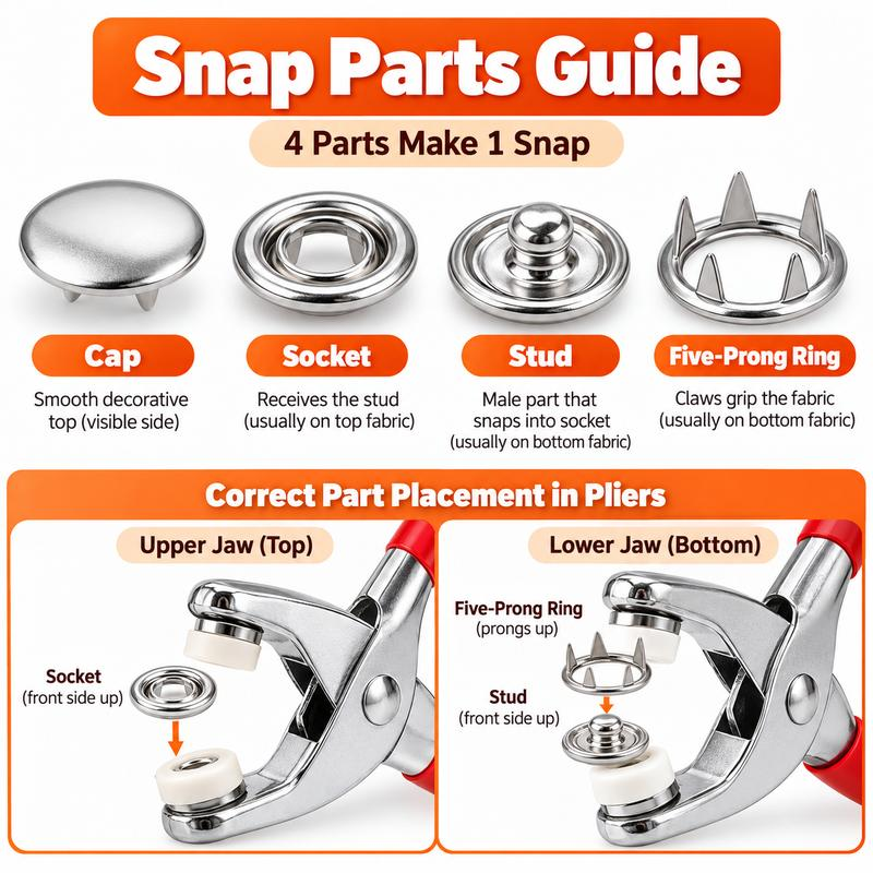No-Sew Snap Button Repair Kit – Easy Clothing Fixes with Pliers Included!