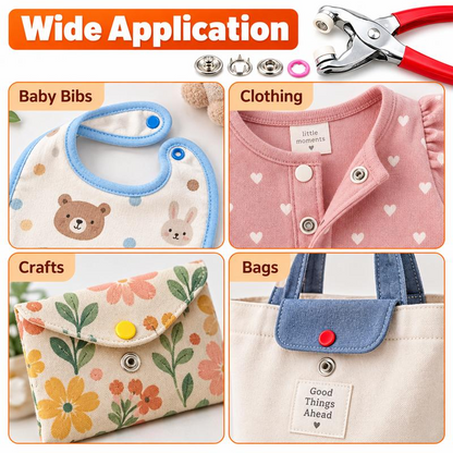 No-Sew Snap Button Repair Kit – Easy Clothing Fixes with Pliers Included!
