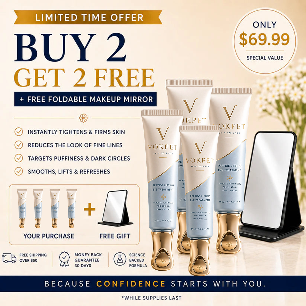 Vokpet™ Instant Face Temporary Tightener – Instant visible results in 30 seconds