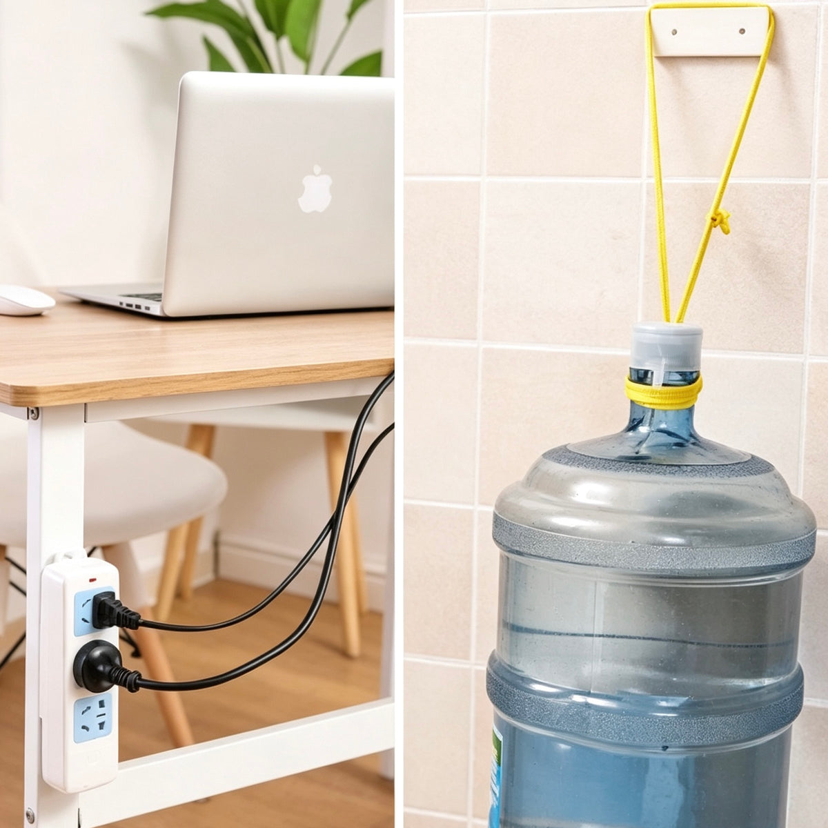 10-Pack Adhesive Power Strip Holder — Punch-Free Wall Mount with Cable Clips for Home & Office