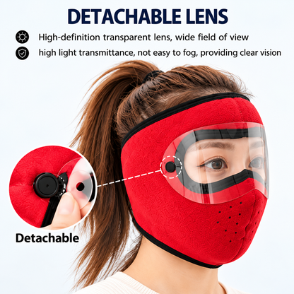 ❄️Winter Thermal Face Mask with Detachable Goggles – Windproof Fleece Balaclava for Skiing, Cycling & Outdoor Activities🥽
