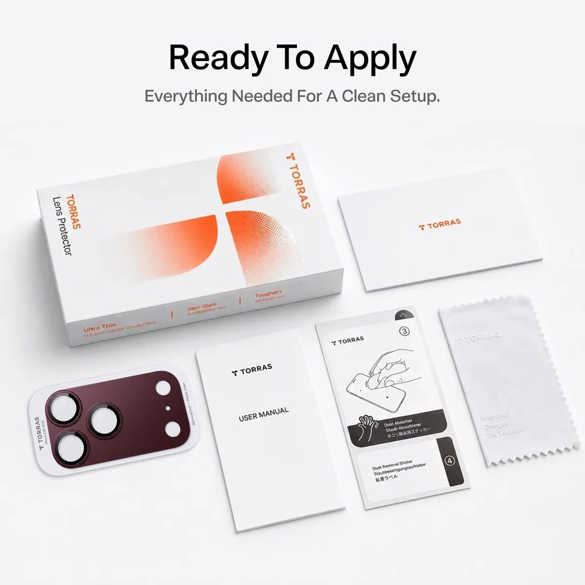 9H+ Tempered Glass Camera Lens & Module Protector for iPhone 17-18 Series – Shatterproof Cosmic Orange