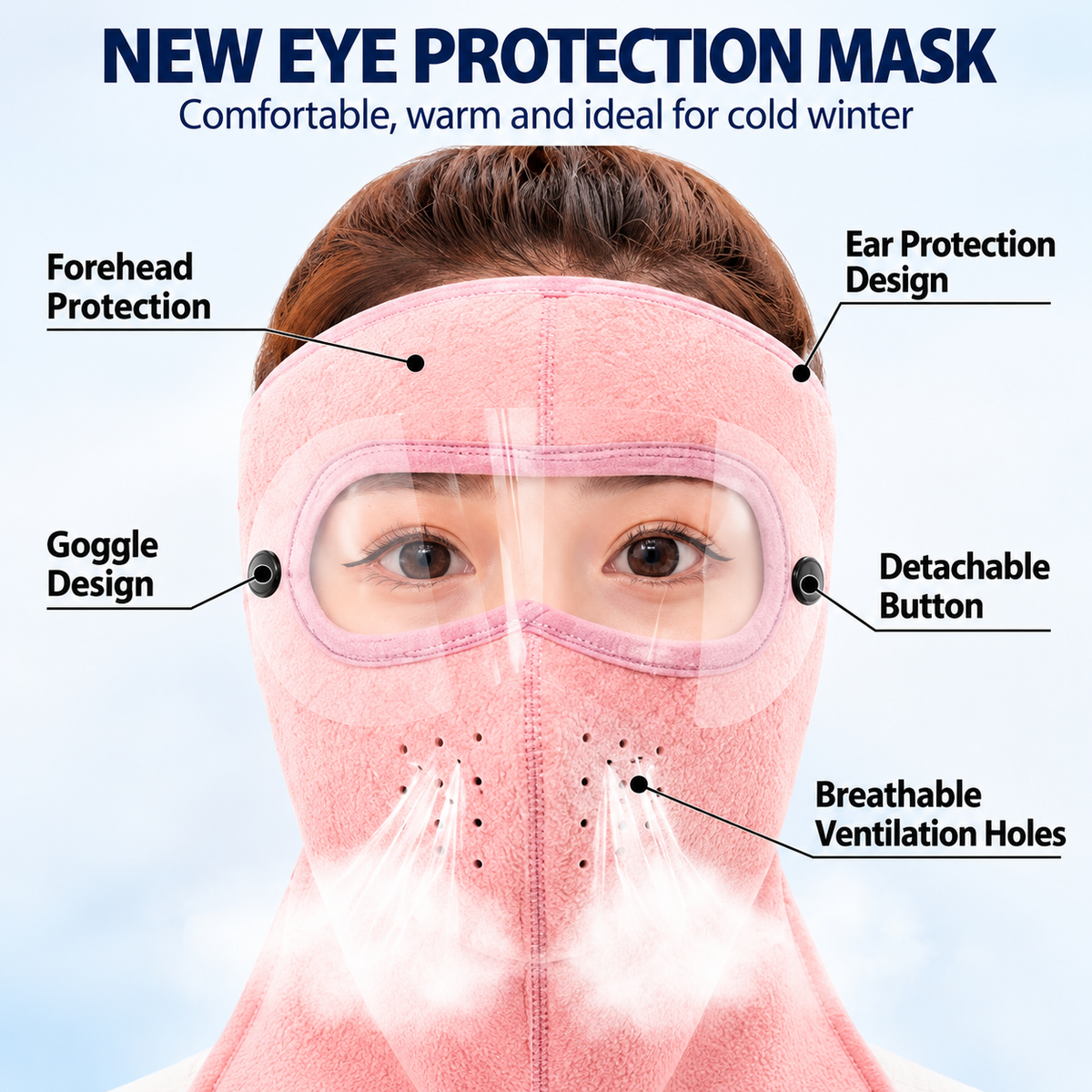 ❄️Winter Thermal Face Mask with Detachable Goggles – Windproof Fleece Balaclava for Skiing, Cycling & Outdoor Activities🥽