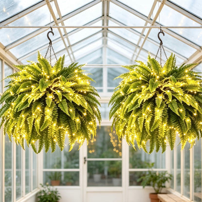 ✨ Glowing Boston Fern with Lights – Realistic Greenery, Zero Maintenance