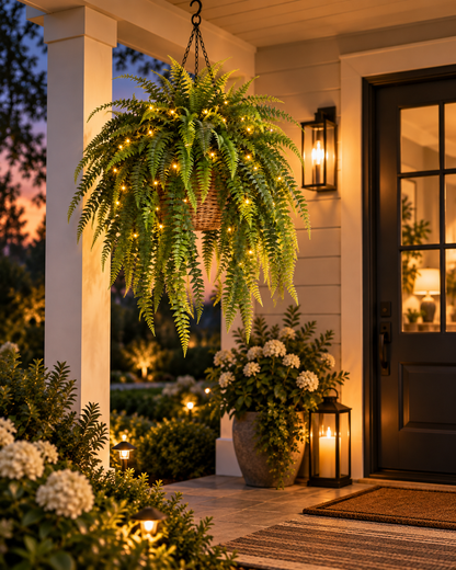 ✨ Glowing Boston Fern with Lights – Realistic Greenery, Zero Maintenance