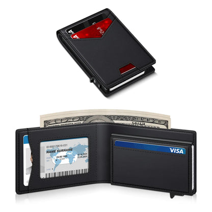 💳 Slim RFID Pop-Up Wallet for Men | Minimalist Bifold Card Holder with Money Clip