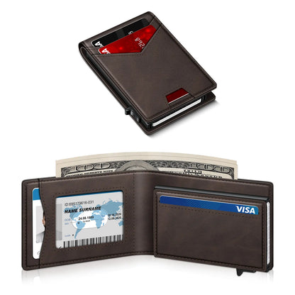 💳 Slim RFID Pop-Up Wallet for Men | Minimalist Bifold Card Holder with Money Clip