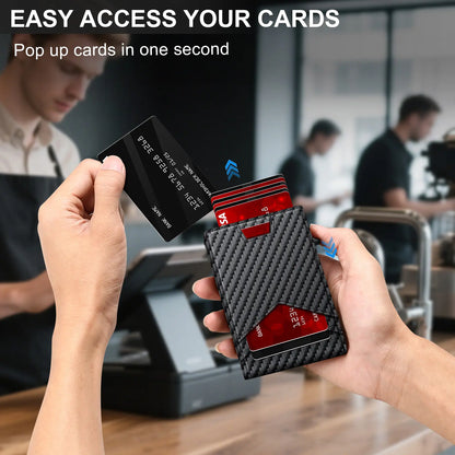💳 Slim RFID Pop-Up Wallet for Men | Minimalist Bifold Card Holder with Money Clip