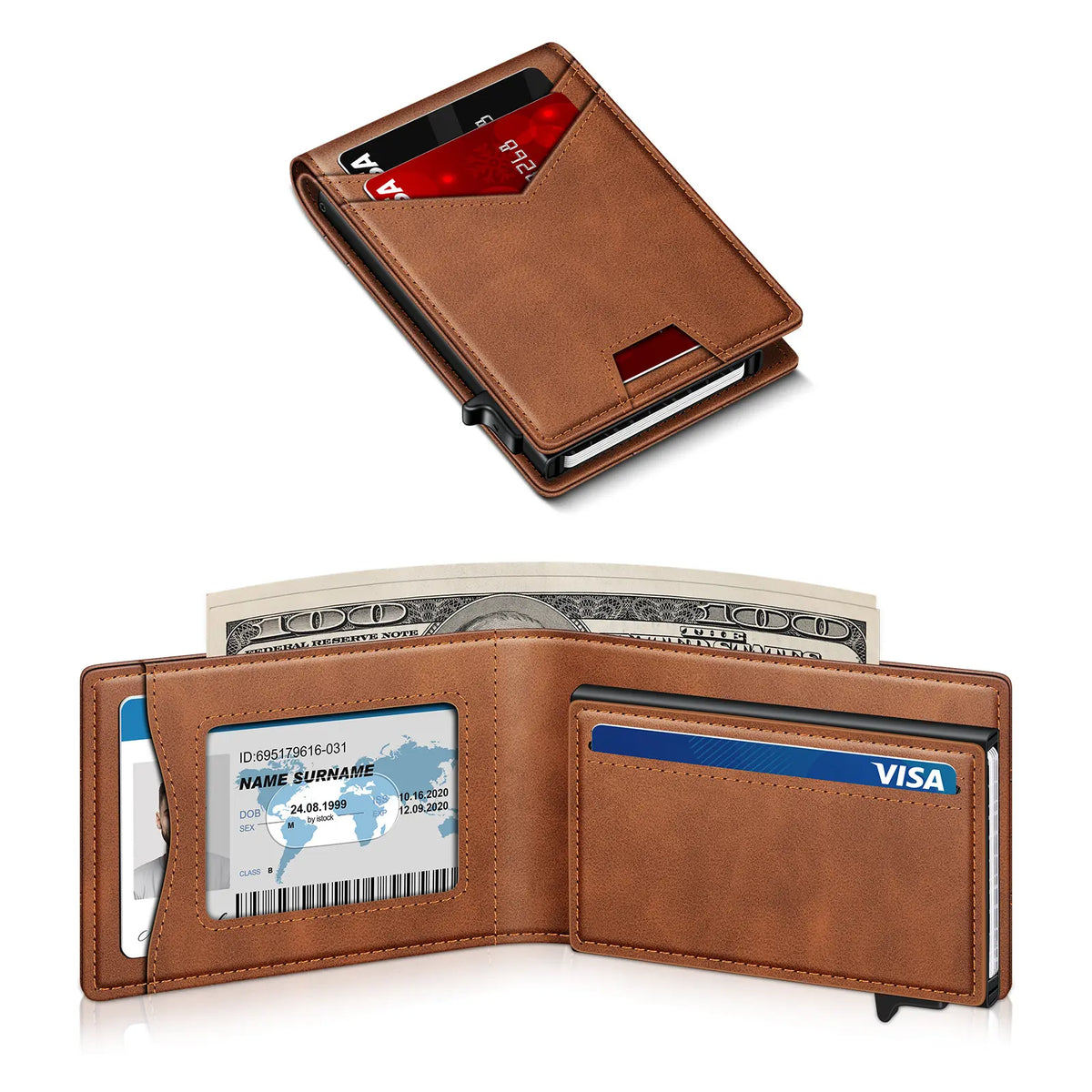 💳 Slim RFID Pop-Up Wallet for Men | Minimalist Bifold Card Holder with Money Clip