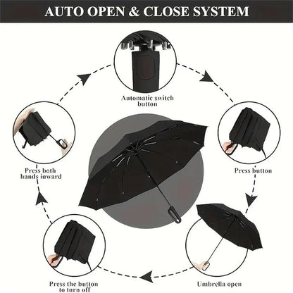 Automatic Folding Umbrella – Windproof, Waterproof & Compact ☔ with Loop Buckle for Everyday Carry 🌬️💧