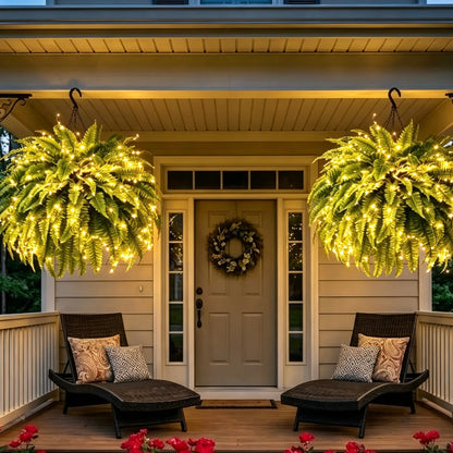 ✨ Glowing Boston Fern with Lights – Realistic Greenery, Zero Maintenance