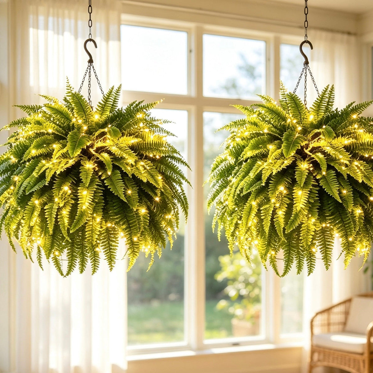 ✨ Glowing Boston Fern with Lights – Realistic Greenery, Zero Maintenance