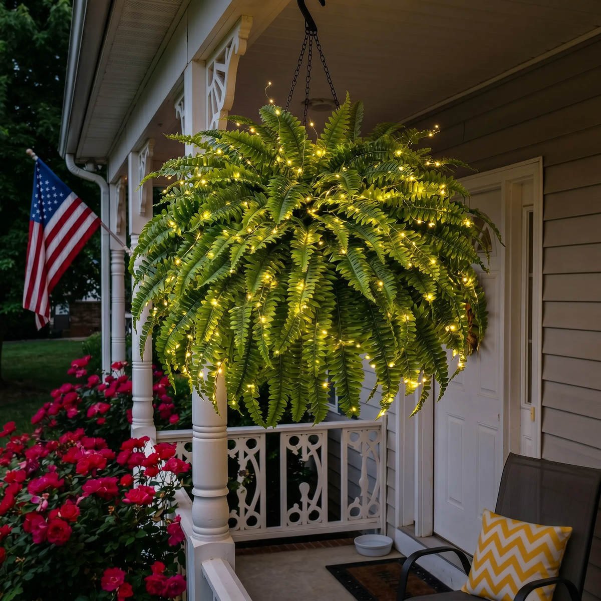 ✨ Glowing Boston Fern with Lights – Realistic Greenery, Zero Maintenance