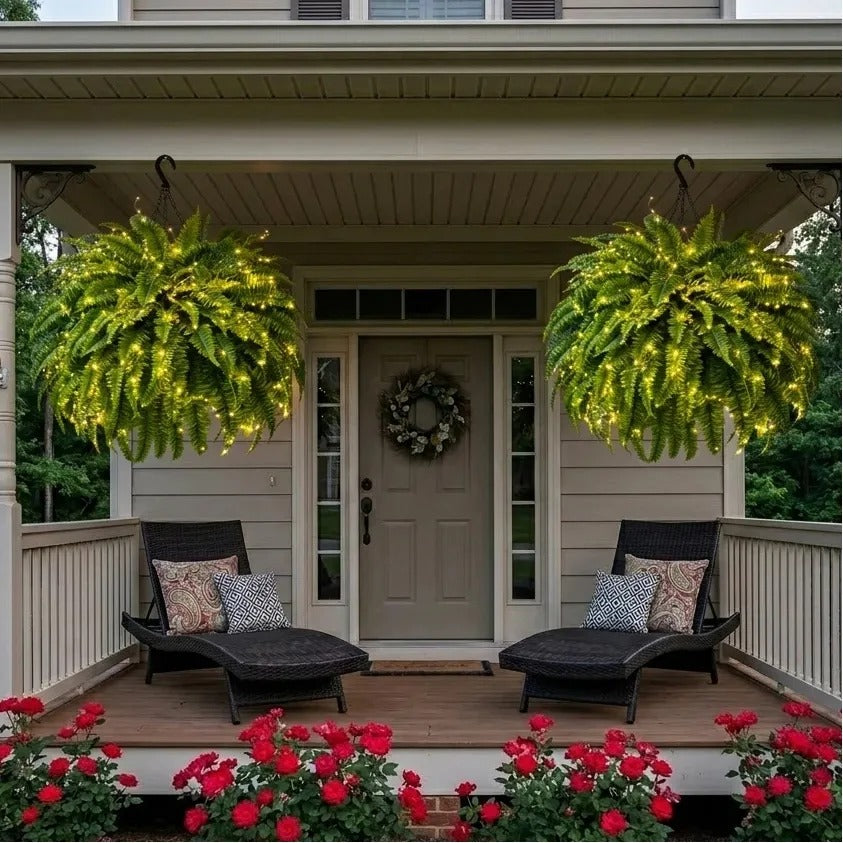 ✨ Glowing Boston Fern with Lights – Realistic Greenery, Zero Maintenance